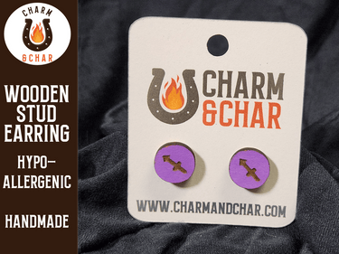 Sagittarius Wood Stud Earrings - Zodiac Fashion Earring - Stud Earring - Charm and Char